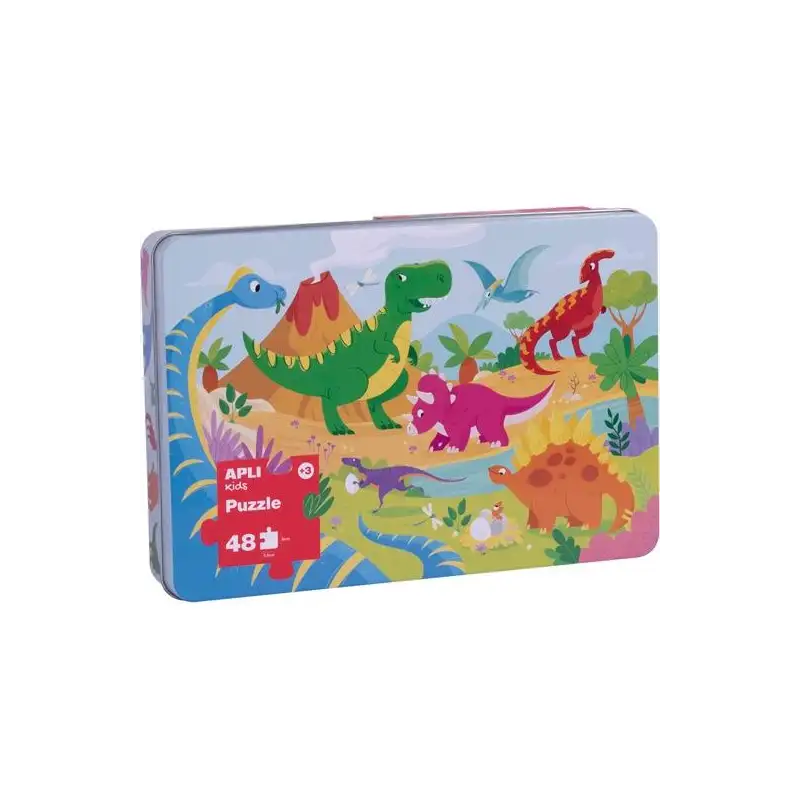 (17888) APLI PUZZLE TEMÁTICA DINOSAURIOS 24 PIEZAS CAJA METÁLICA +3 AÑOS