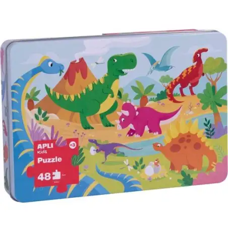 (17888) APLI PUZZLE TEMÁTICA DINOSAURIOS 24 PIEZAS CAJA METÁLICA +3 AÑOS