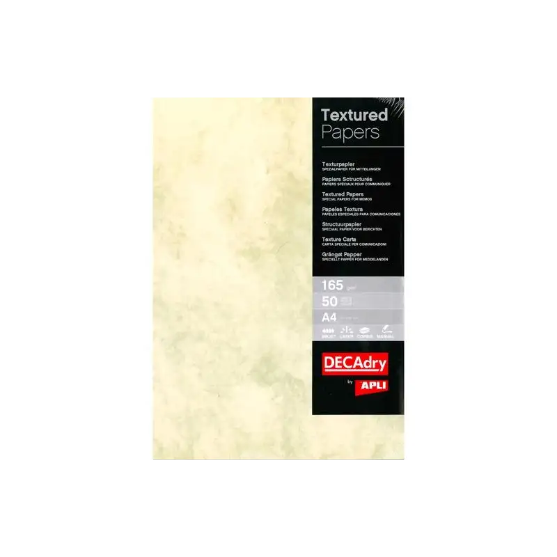 (PCL1682) APLI PAPEL TEXTURA MÁRMOL A4 165GR PACK 50H MARRÓN