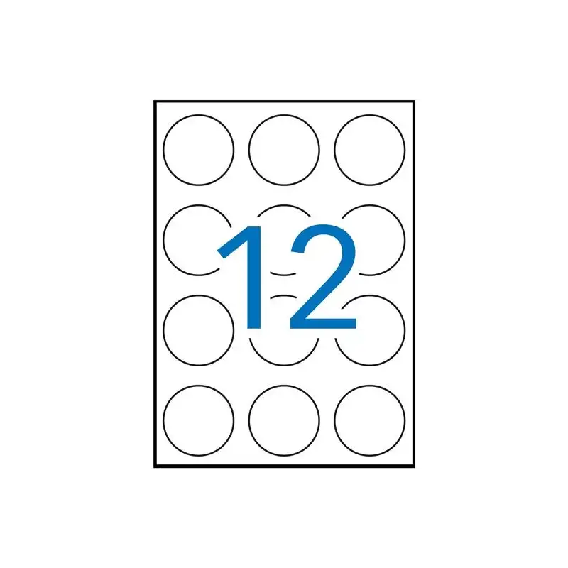 (01244) APLI ETIQUETAS ADHESIVAS CIRCULARES Ø60MM INKJET/LÁSER 12 X 100H BLANCO