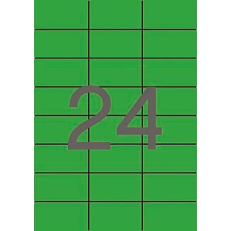 (01594) APLI ETIQUETAS ADHESIVAS 70X37MM INKJET/LÁSER C/RECTOS 24 X 20H VERDE