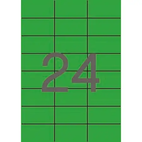 (01594) APLI ETIQUETAS ADHESIVAS 70X37MM INKJET/LÁSER C/RECTOS 24 X 20H VERDE