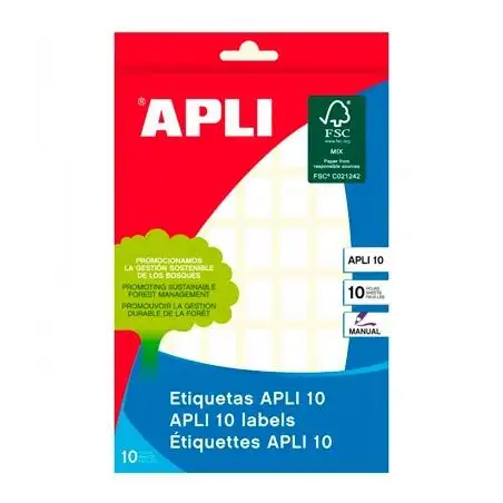 (01635) APLI ETIQUETAS ADHESIVAS 12X18MM ESCRITURA MANUAL C/ROMOS 56 X 10H BLANCO