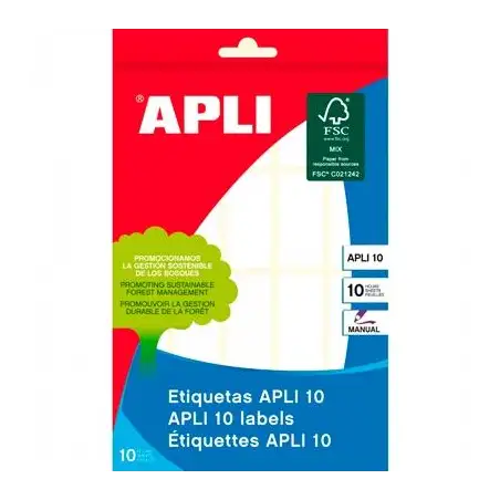 (01641) APLI ETIQUETAS ADHESIVAS 19X40MM ESCRITURA MANUAL C/ROMOS 20 X 10H BLANCO