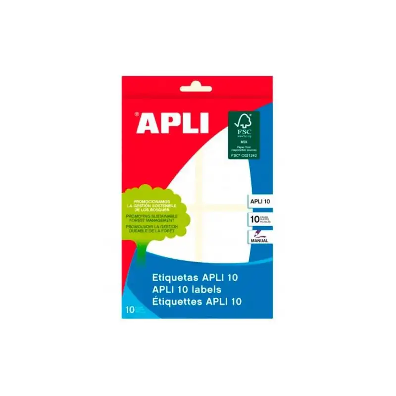 (01655) APLI ETIQUETAS ADHESIVAS 40X75MM ESCRITURA MANUAL C/ROMOS 4 X 10H BLANCO