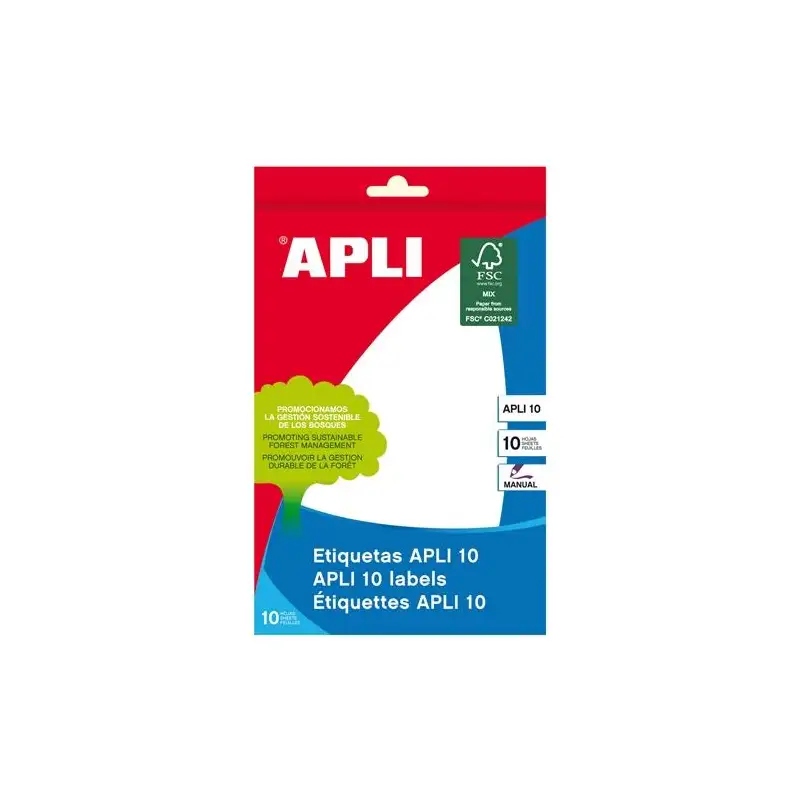 (01662) APLI ETIQUETAS ADHESIVAS 105X149MM ESCRITURA MANUAL C/ROMOS 1 X 10H BLANCO