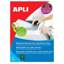 (02525) APLI ETIQUETAS ADHESIVAS 105X37MM LÁSER C/RECTOS 16 X 250H BLANCO
