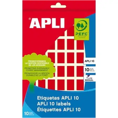 (02752) APLI ETIQUETAS ADHESIVAS 12X18MM ESCRITURA MANUAL C/ROMOS 56 X 8H ROJO