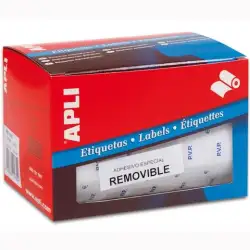 (10084) APLI ETIQUETAS REMOVIBLES PARA PRECIOS IMPRESAS "PVP" 12X18MM ESCRITURA MANUAL ROLLO DE 3360 BLANCO