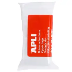 (13247) APLI BOLSAS AUTOCIERRE 40X60MM LDPE TRANSPARENTE PACK 100 UD