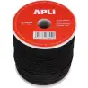 (13809) APLI BOBINA DE CUERDA ELÁSTICA REDONDA 2MMX100 NEGRO