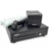 (APPPOSPACK4180) AQPROX KIT TPV CAJON PORTAMONEDAS NEGRO + LECTOR/SCANNER + IMPRESORA TERMICA + PACK ROLLOS PAPEL