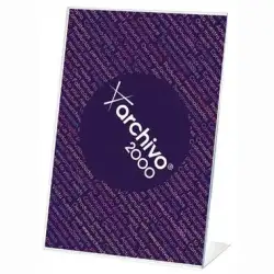 (10907 CS TP) ARCHIVO 2000 EXPOSITOR SOBREMESA EN FORMA DE L DIN A7 VERTICAL 40X75X110 MM CRISTAL TRANSPARENTE