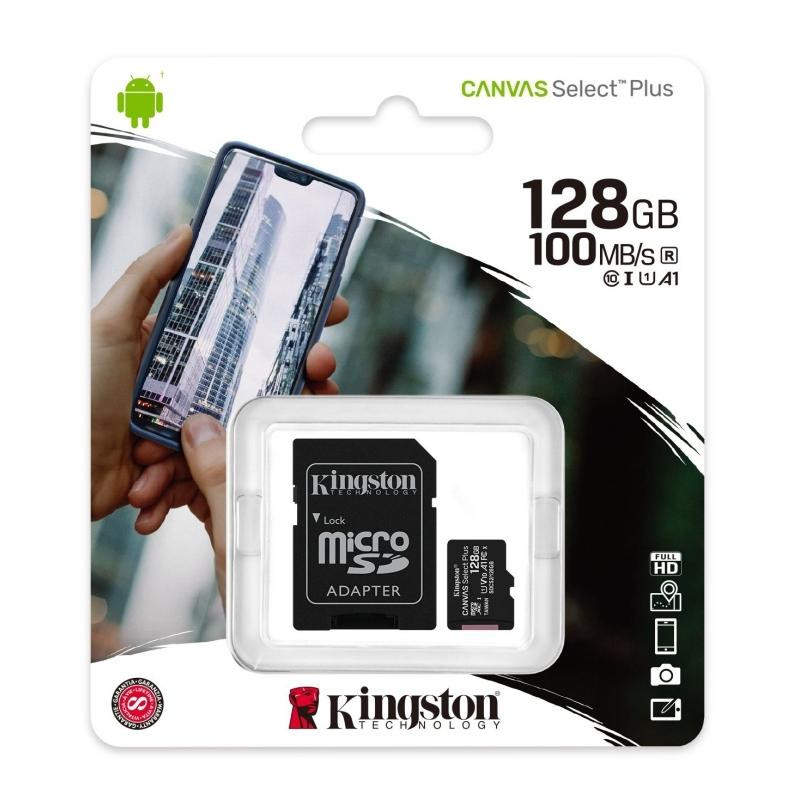 (SDCS2/128GB) KINGSTON TARJETA DE MEMORIA MICRO SDHC CANVAS SELECT 128GB C/ADAPTADOR