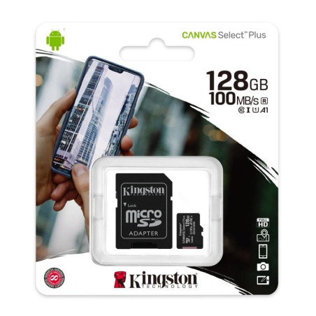 (SDCS2/128GB) KINGSTON TARJETA DE MEMORIA MICRO SDHC CANVAS SELECT 128GB C/ADAPTADOR