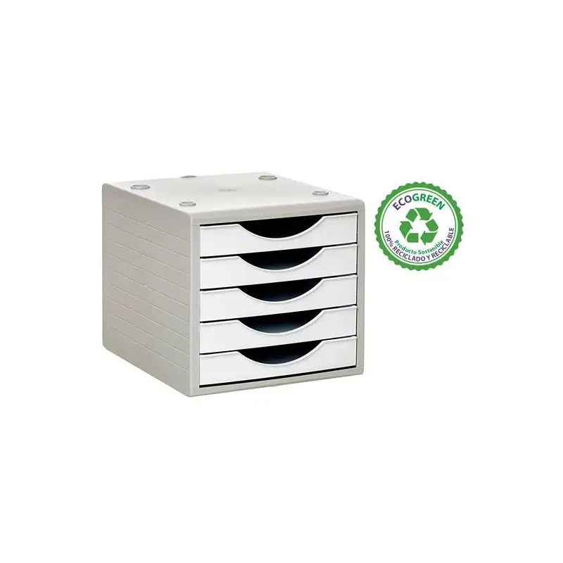 (4005 BL PS) ARCHIVO 2000 MÓDULO ORGANIZADOR ECOGREEN SOBREMESA 5 CAJONES 340X270X260 RECICLADO BLANCO PASTEL