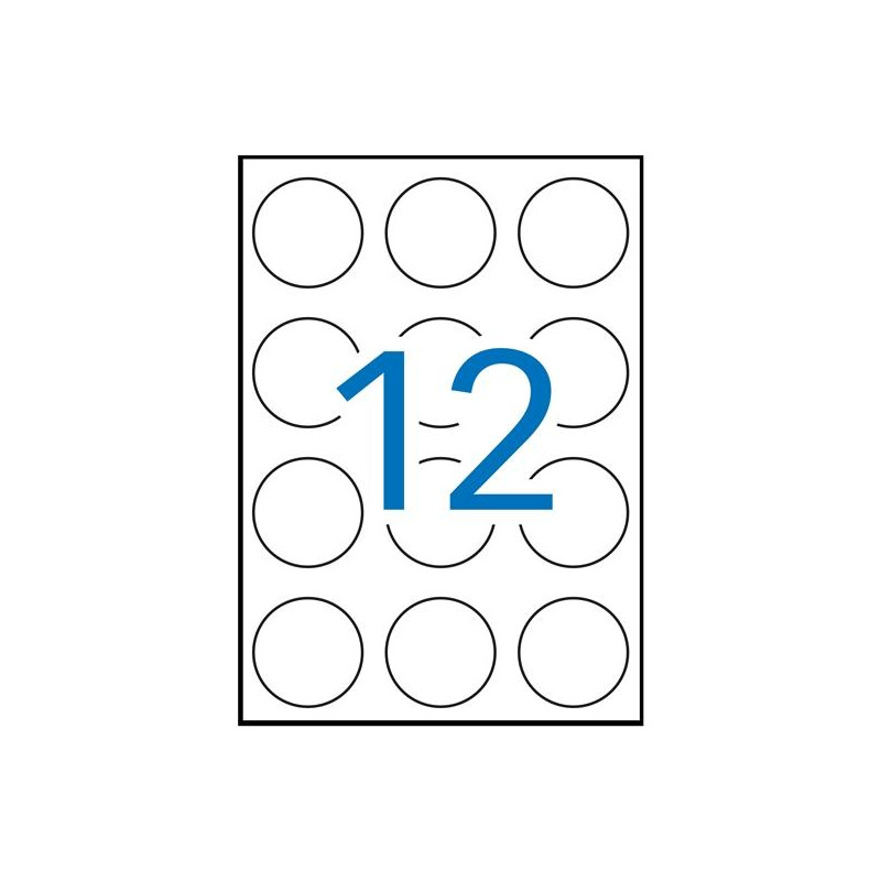 (01244) APLI ETIQUETAS ADHESIVAS CIRCULARES Ø60MM INKJET/LÁSER 12 X 100H BLANCO
