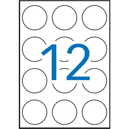 (01244) APLI ETIQUETAS ADHESIVAS CIRCULARES Ø60MM INKJET/LÁSER 12 X 100H BLANCO