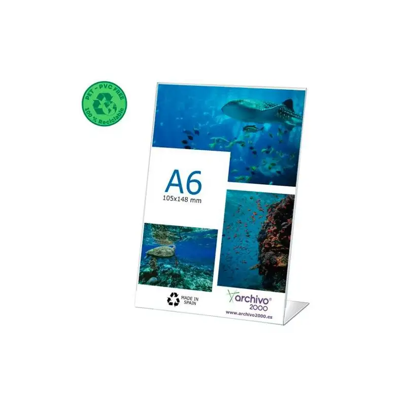 (80906V CS TP) ARCHIVO 2000 EXPOSITOR DE SOBREMESA L FLEXIBLE DIN A6 VERTICAL PET 100% RECICLABLE