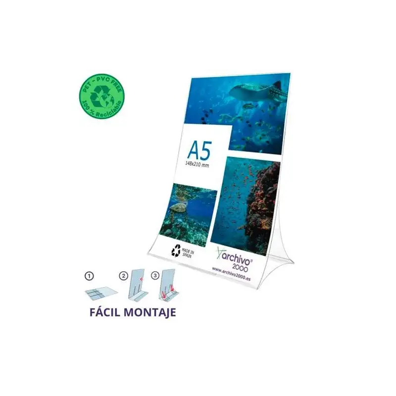 (86305V CS TP) ARCHIVO 2000 EXPOSITOR DE SOBREMESA L FLEXIBLE Y PLEGABLE DIN A5 VERTICAL PET 100% RECICLABLE