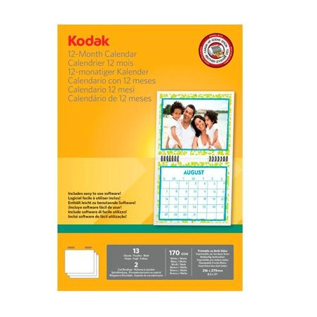 (5740-016) KODAK PAPEL FOTOGRÁFICO 216X279MM 170GR ESPECIAL CALENDARIOS PAQUETE 13H BLANCO