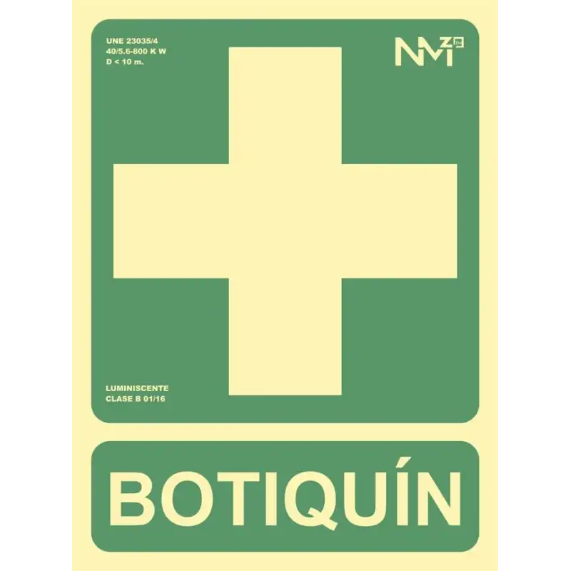 (6170-05H VE) ARCHIVO 2000 SEÑAL "BOTIQUÍN" 224X300 PVC VERDE