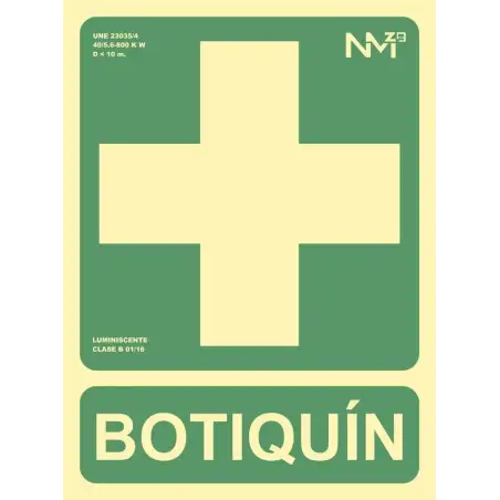 (6170-05H VE) ARCHIVO 2000 SEÑAL "BOTIQUÍN" 224X300 PVC VERDE
