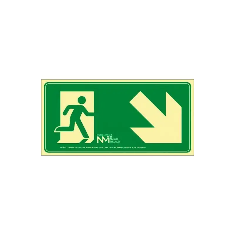 (6170-18H VE) ARCHIVO 2000 SEÑAL "EVACUAR ESCALERA ABAJO DERECHA" 320X160MM PP 700 MICRAS VERDE