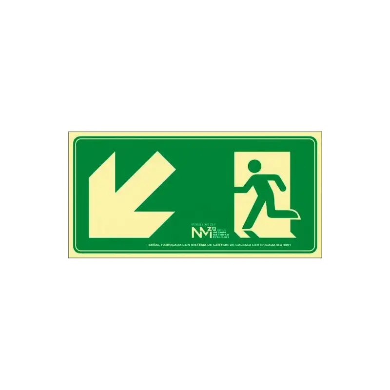 (6170-19H VE) ARCHIVO 2000 SEÑAL "EVACUAR ESCALERA ABAJO IZQUIERDA" 320X160MM PP 700 MICRAS VERDE