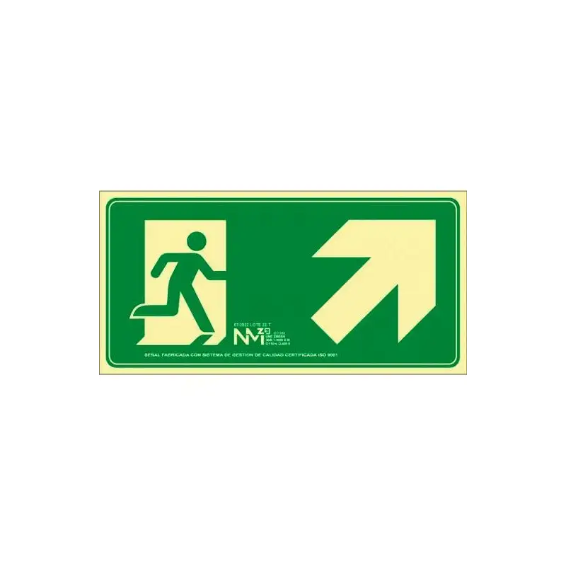 (6170-20H VE) ARCHIVO 2000 SEÑAL "EVACUAR ESCALERA ARRIBA DERECHA" 320X160MM PP 700 MICRAS VERDE