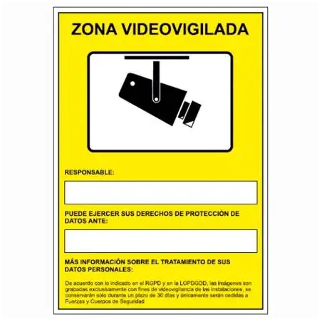 (6172-09 AM) ARCHIVO 2000 SEÑAL "CÁMARAS DE VIGILANCIA EN GRABACIÓN LAS 24 HORAS" 210X297 PVC AMARILLO
