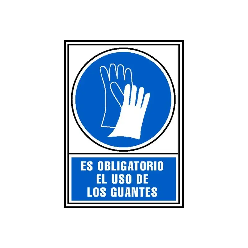 (6173-03AZ) ARCHIVO 2000 SEÑAL "OBLIGATORIO USO DE GUANTES" 210X297 PVC AZUL Y BLANCO