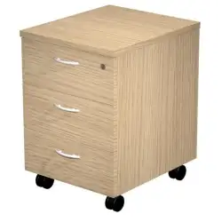 (60021-C) ARTEXPORT CAJONERA PRESTO 3 CAJONES C/RUEDAS GUÍAS METÁLICAS CERRADURA ROBLE -DESMONTADO-