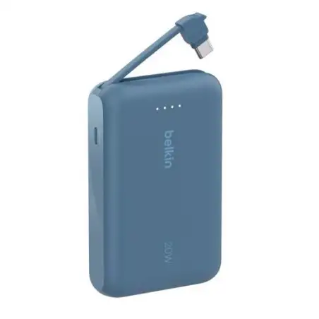 (BPB021HQBL) BELKIN CARGADOR POWER BANK 10K MAH 1 USB-C C/ CABLE INTEGRADO USB-C AZUL