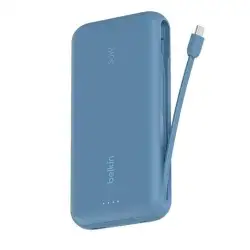(BPB024HQBL) BELKIN CARGADOR POWER BANK 20K MAH 1 USB-A Y 1 USB-C C/ CABLE INTEGRADO USB-C AZUL