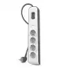 (BSV400VF2M) BELKIN REGLETA DE PROTECCION CONTRA SOBRETENSIONES CON 4 TOMAS BOTÓN DE APAGADO Y ENCENDIDO 2 METROS BLANCO/GRIS
