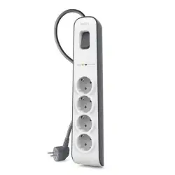 (BSV400VF2M-V2) BELKIN REGLETA DE PROTECCION CONTRA SOBRETENSIONES CON 4 TOMAS BOTÓN DE APAGADO Y ENCENDIDO 2 METROS BLANCO/GRIS