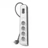 (BSV400VF2M-V2) BELKIN REGLETA DE PROTECCION CONTRA SOBRETENSIONES CON 4 TOMAS BOTÓN DE APAGADO Y ENCENDIDO 2 METROS BLANCO/GRIS