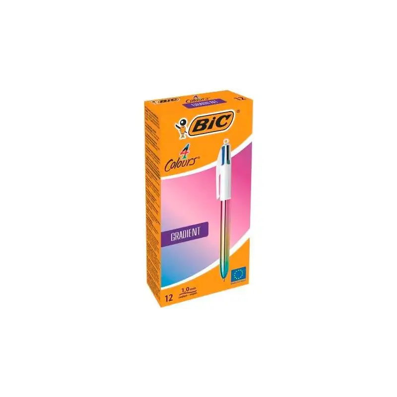 (511034) BIC BOLÍGRAFO 4 COLORES GRADIENT CUERPO BLANCO/MULTICOLOR CAJA 12 UD
