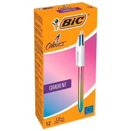 (511034) BIC BOLÍGRAFO 4 COLORES GRADIENT CUERPO BLANCO/MULTICOLOR CAJA 12 UD
