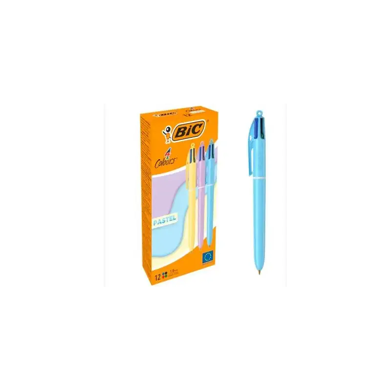 (517320) BIC BOLÍGRAFO 4 COLORES CUERPO PASTEL SURTIDOS CAJA 12 UD