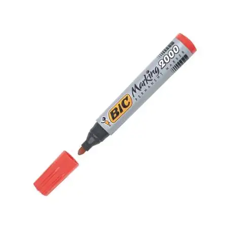 (8209133) BIC MARCADOR PERMANENTE MARKING 2000 PUNTA REDONDA ROJO CAJA 12 UD