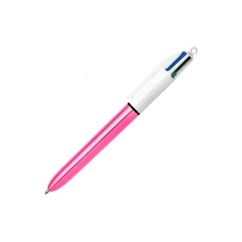 (982875) BIC BOLÍGRAFO 4 COLORES SHINE SILVER CUERPO BLANCO/ROSA METÁLICO CAJA 12 UD