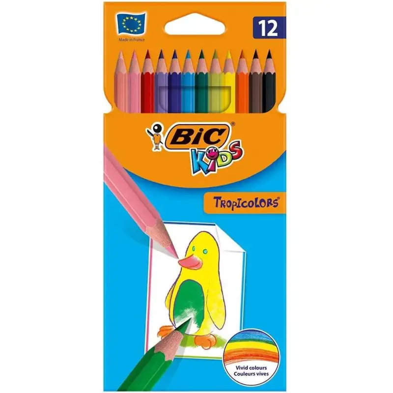 (85256610) BIC LÁPICES DE COLORES KIDS TROPICOLORS C/SURTIDOS ESTUCHE 12 UD
