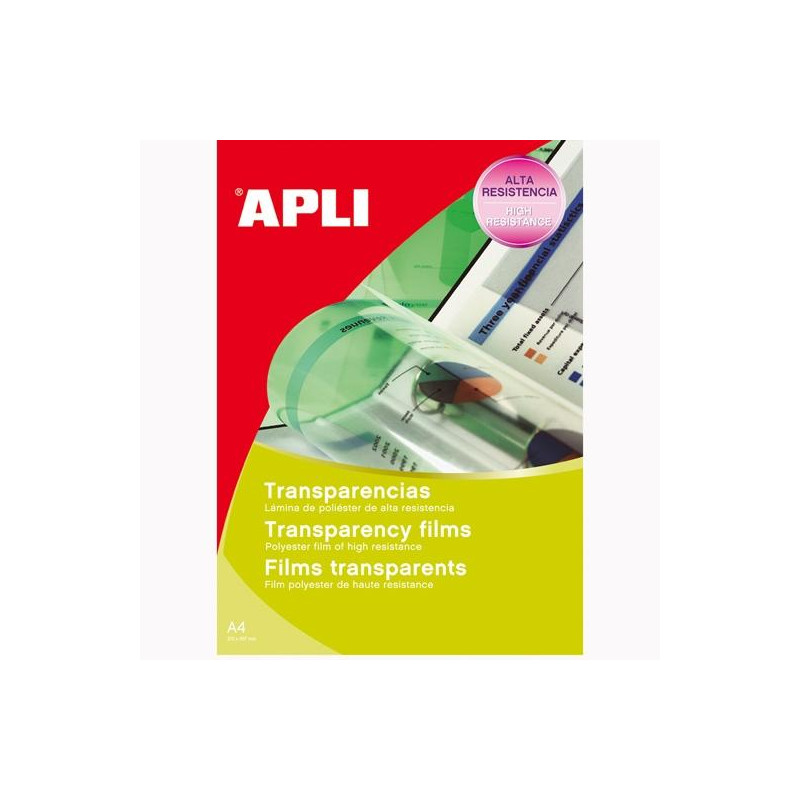 (01268) APLI PACK 20 HOJAS TRANSPARENCIAS A4 SIN BANDA PARA LÁSER