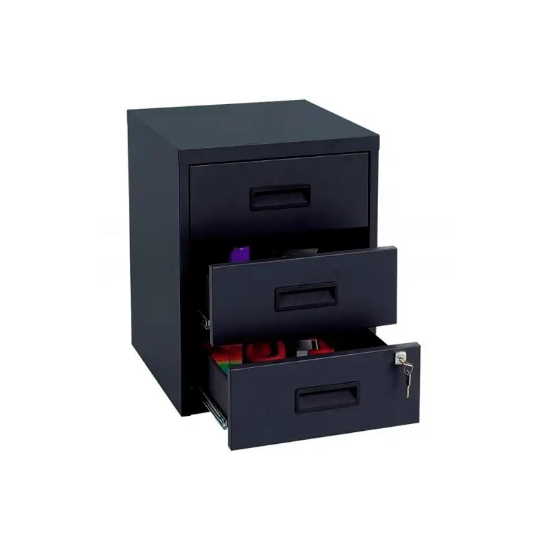 (PFAM3S-AV1) BISLEY CAJONERA METÁLICA 3 CAJONES 40X51X40 CM (ANCHO X ALTO X FONDO) CON RUEDAS ANTRACITA (MONTADO)