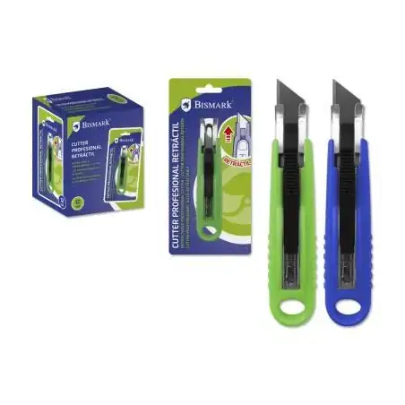 (326994) BISMARK CUTTER PROFESIONAL RETRACTIL CON CUCHILLA FRACTURABLE DE 18 MM BLISTER