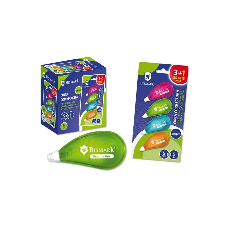 (325762) BISMARK CINTA CORRECTORA MINI 5MMX6M NEÓN -BLISTER-