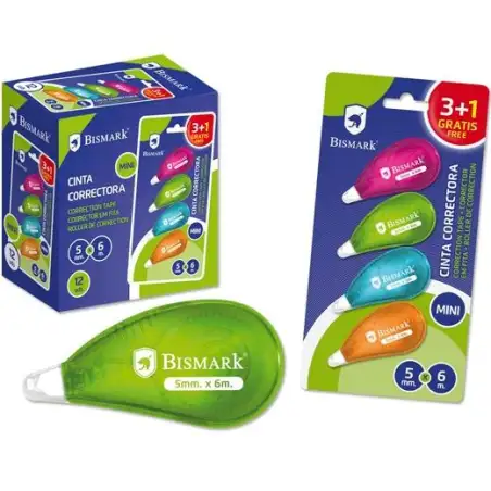 (325762) BISMARK CINTA CORRECTORA MINI 5MMX6M NEÓN -BLISTER-