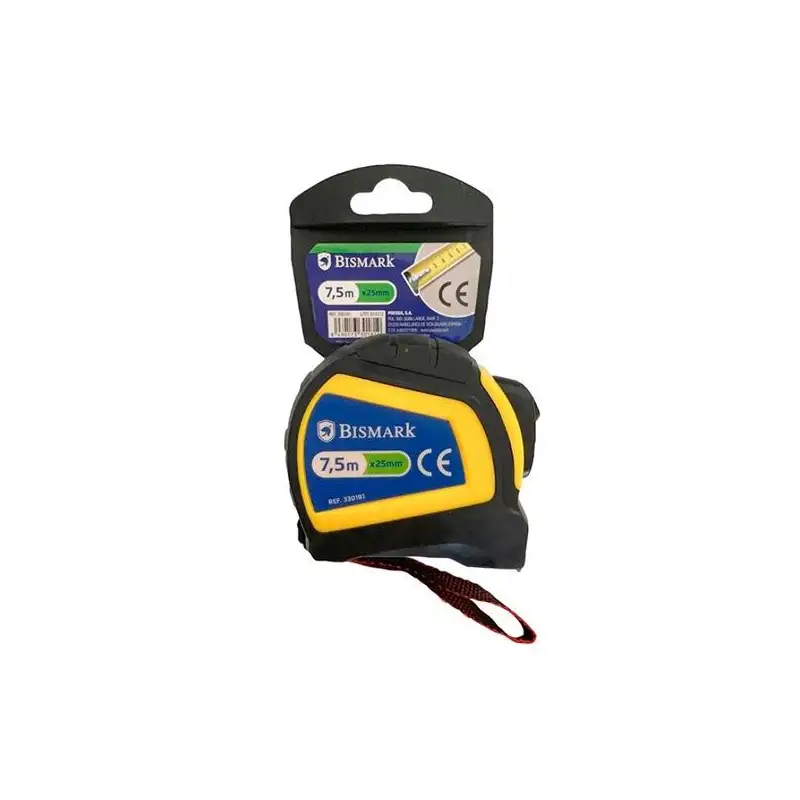 (330181) BISMARK FLEXOMETRO CON CARCASA REFORZADA 7.5 METROS NEGRO/AMARILLO